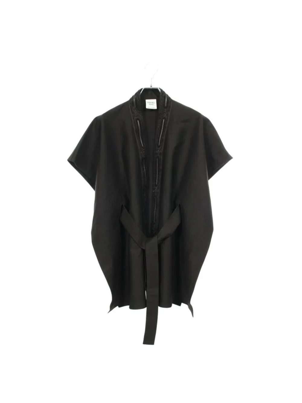 Hermes Poncho Bead Embroidery Black Wool